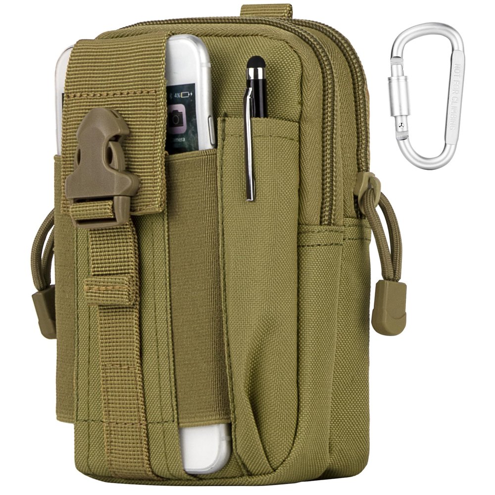 IronSeals Tactical Molle Pouch Compact Utility EDC Waist Pack Cell Phone Holster for 4.7"-6.9" iPhone 15 Pro Max/15/14 Plus/14 Pro Max/14 Pro/14/13 Pro Max/13 Pro/13/12 Pro/11 Pro/11/XS Max