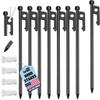 Eurmax USA 8-Pack Secure Protection Galvanized Tent Stakes,Rust-Proof Steel Canopy Anchors for High Winds,Heavy Duty Commercial Ground Pegs for Camping,Pop Up Tent&Gazebo - Includes 4x10ft Ropes,Black view 1