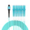 10M MPO/MTP to 8 x LC (4 Duplex) 8 Strands Breakout Cable,QSFP 40GBase-SR4, OM3 Fanout Fiber Optic Cable - Aqua, 10 Meters view 1
