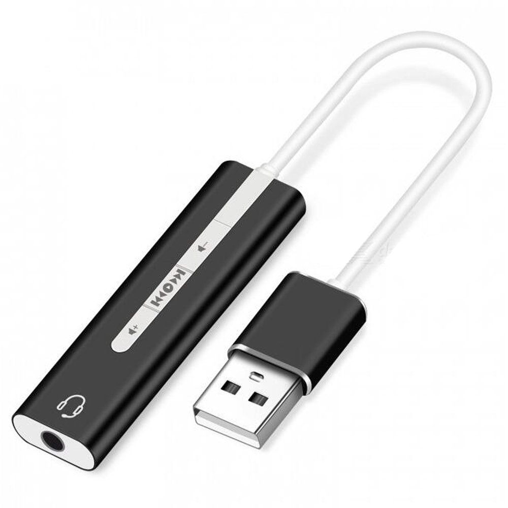2-in-1 USB External Sound Card 3.5mm USB Audio Interface Microphone Headphone Adapter for PC Laptop - Black-GOLDEN BLUE