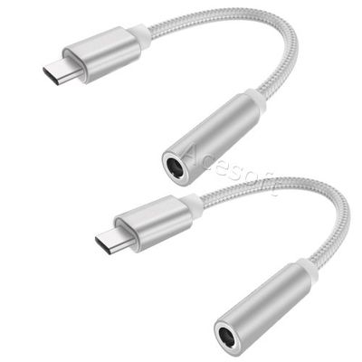 2-Pack USB 3.1 Male to 3.5mm Female Connector Cable Earphone Headphone Stereo Audio Jack Adapter Compatible with Motorola Moto Z Force Droid XT1650M Cellphone (Not Fit Compatible with HTC)