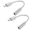2-Pack USB 3.1 Male to 3.5mm Female Connector Cable Earphone Headphone Stereo Audio Jack Adapter Compatible with Motorola Moto Z Force Droid XT1650M Cellphone (Not Fit Compatible with HTC) view 1