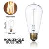 Jslinter 6-Pack Edison Light Bulb 60 Watt Dimmable ST58 Vintage Warm Bulb view 3