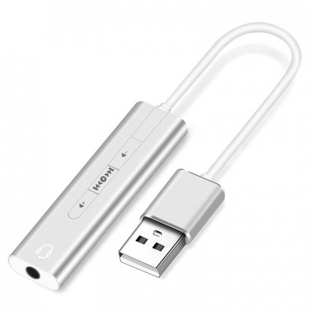 2-in-1 USB External Sound Card 3.5mm USB Audio Interface Microphone Headphone Adapter for PC Laptop - Silver
