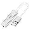 2-in-1 USB External Sound Card 3.5mm USB Audio Interface Microphone Headphone Adapter for PC Laptop - Silver view 1