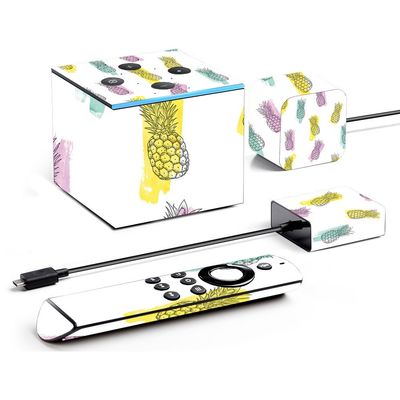 MightySkins Skin Compatible with Amazon Fire TV Cube - Funky Pineapples | Protective, Durable, and Unique Vinyl Decal wrap Cover | Easy to Apply, Remove, and Change Styles | Made in The USA