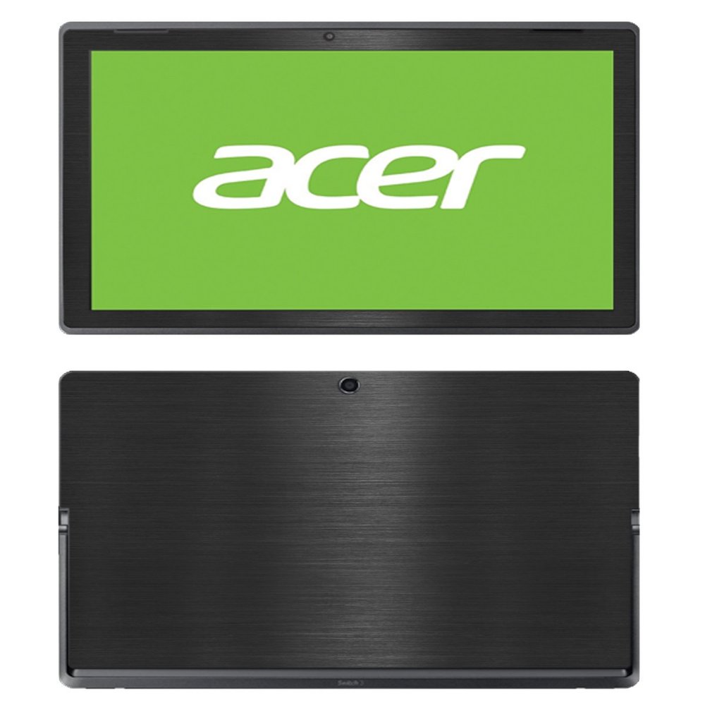 Decalrus - Protective Decal for Acer Switch 3 SW312 (12.2" Screen) Tablet Black Texture Brushed Aluminum Skin Skins Decal for case Cover wrap BAacerSwitch3_sw312Back