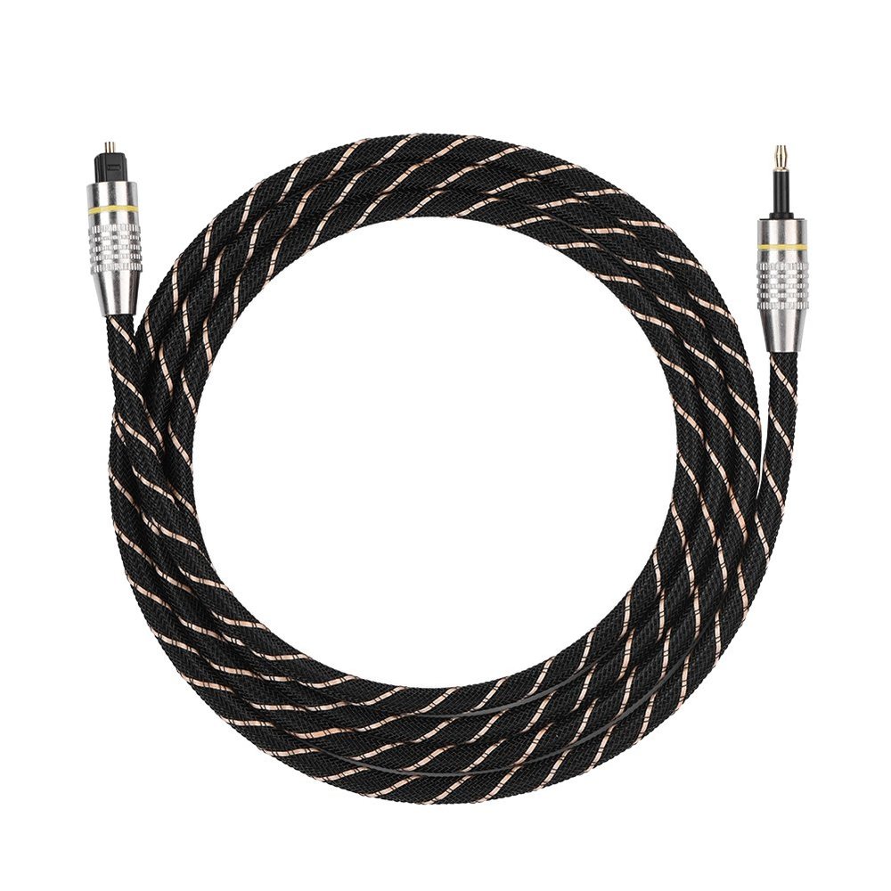 TOSLINK to 3.5mm Mini Plug Optical Fiber Digital Audio Cable, SPDIF Gold Plated Round Connector, High-Fidelity (HiFi) Optical Audio Cable, 1.5m Full-Size Male Toslink to Mini Plug Fiber Optic Cable