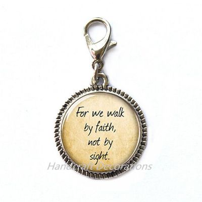 HandcraftDecorations for We Walk by Faith, Not by Sight Zipper Pull, Scripture JewelryChristian Zipper PullBest Friend Zipper PullSimple Zipper Pull.F250 (E1)