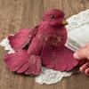Burgundy Painted Wood Chickadee Bird | 1 Bird | for Indoor Decor view 2