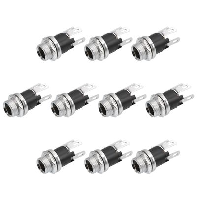 uxcell 10Pcs PCB Mount DC Connector Jack Power Audio Video Socket 3 Pin Female 5.5mm x 2.1mm Black