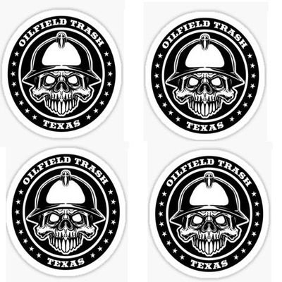 4 pcs Oilfield Trash Construction Worker Texas, Hard Hat Sticker Decal, Helmet Label Funny