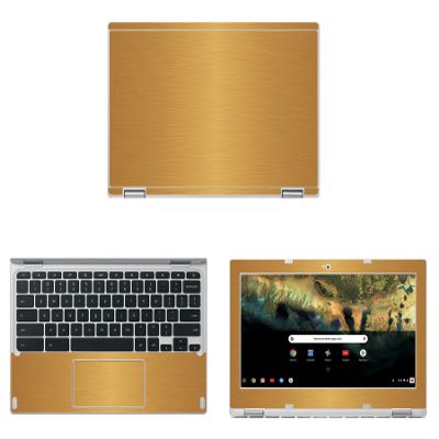 Decalrus - Protective Decal for Acer ChromeBook 11 CB3-132 (11.6" Screen) Laptop Gold Texture Brushed Aluminum Skin Skins Decal for case Cover wrap BAacerChrmbk11CB3_132Gold