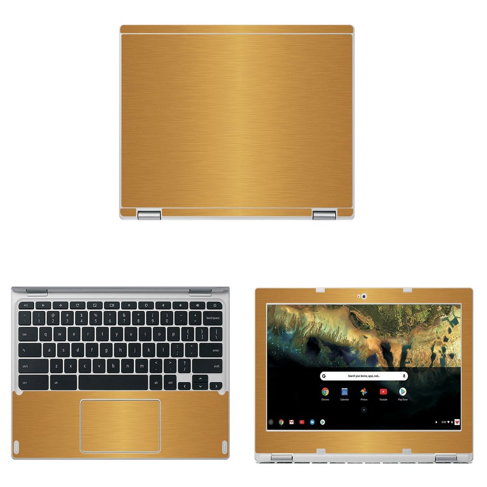 Decalrus - Protective Decal for Acer ChromeBook 11 CB3-132 (11.6" Screen) Laptop Gold Texture Brushed Aluminum Skin Skins Decal for case Cover wrap BAacerChrmbk11CB3_132Gold
