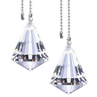 Jovitec 2 Pcs Ceiling Fan Pull Chains Crystal Decorative Pull Chain Extension Crystal Ornaments Gifts Light 1 Meter Long Each for Ceiling Light Fan Toilet Bathroom