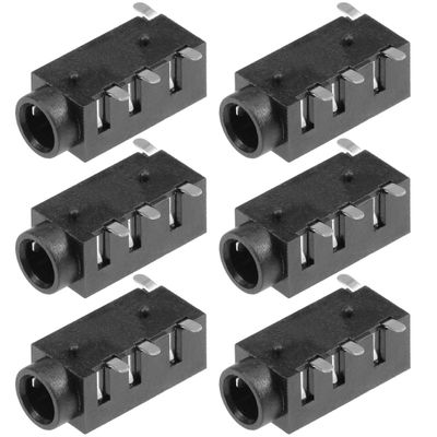 uxcell 6Pcs PCB Mount 3.5mm 4 Pin Socket Headphone Stereo Jack Audio Video Connector Black PJ320D