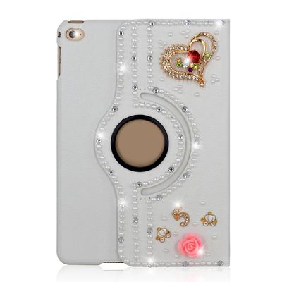 STENES Galaxy Tab E Lite 7.0 Case - Stylish - 3D Handmade Crystal Pretty Heart Flowers 360 Degree Rotating Stand Cover with Auto Sleep/Wake Feature for Samsung Galaxy Tab E Lite 7.0 - Multicolor