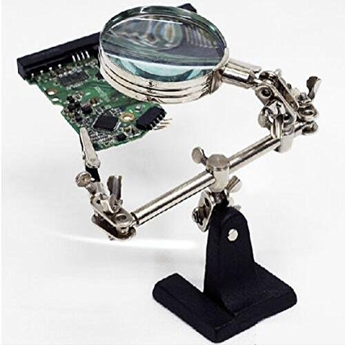 Bestol Soldering Iron Welding Machine a Magnifying Glass Third Hand Soldering Iron Stand Helping Clamp Vise Clip Tool Magnifying Glass