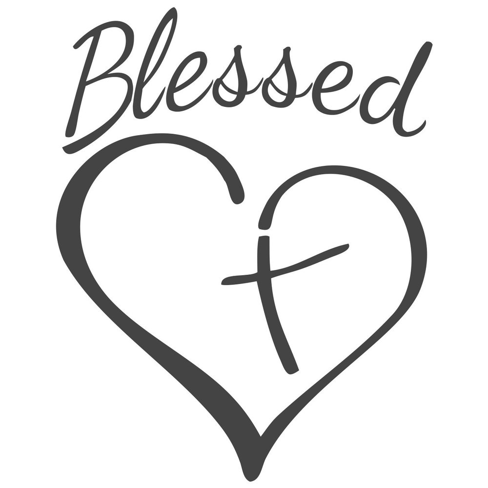 Blessed Cross and Heart Christian Decal Vinyl Sticker|Cars Trucks Vans Walls Laptop |5.5 x 4.5 in| (Dark Gray)