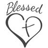 Blessed Cross and Heart Christian Decal Vinyl Sticker|Cars Trucks Vans Walls Laptop |5.5 x 4.5 in| (Dark Gray) view 1