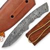 ColdLand 9.00" Hand Forged Damascus Steel Knife Blank Blade Knife Kit for Making Supplies with Wood Handle Scales, and Unstitched Leather Sheath UK26 view 1