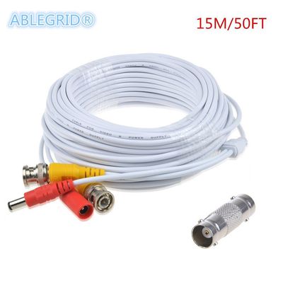ABLEGRID 50ft White BNC Video Power Wire Cord for Samsung Camera Cable SDS-P5102 SDS-P5122