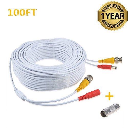 Accessory USA 100ft White BNC Video Power Wire Cord for Samsung Camera Cable SDH-C84040 SDH-C84080 SDH-C84100BF SDH-ST581