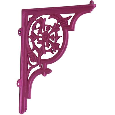 IndianShelf Pack of 1 Handmade Pink Floral Design Aluminium Heavy Duty Wall Mounted Brackets for Shelves (33.02 Cm)