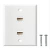 Ethernet Wall Plate, 2 Port Cat6 RJ45 Keystone Inline Coupler Wall Plate for Cat7/6/5/5e Ethernet Devices - White view 1