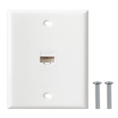 Ethernet Wall Plate, 1 Port Cat6 RJ45 Keystone Inline Coupler Wall Plate for Cat7/6/5/5e Ethernet Devices - White