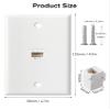 Ethernet Wall Plate, 1 Port Cat6 RJ45 Keystone Inline Coupler Wall Plate for Cat7/6/5/5e Ethernet Devices - White view 2