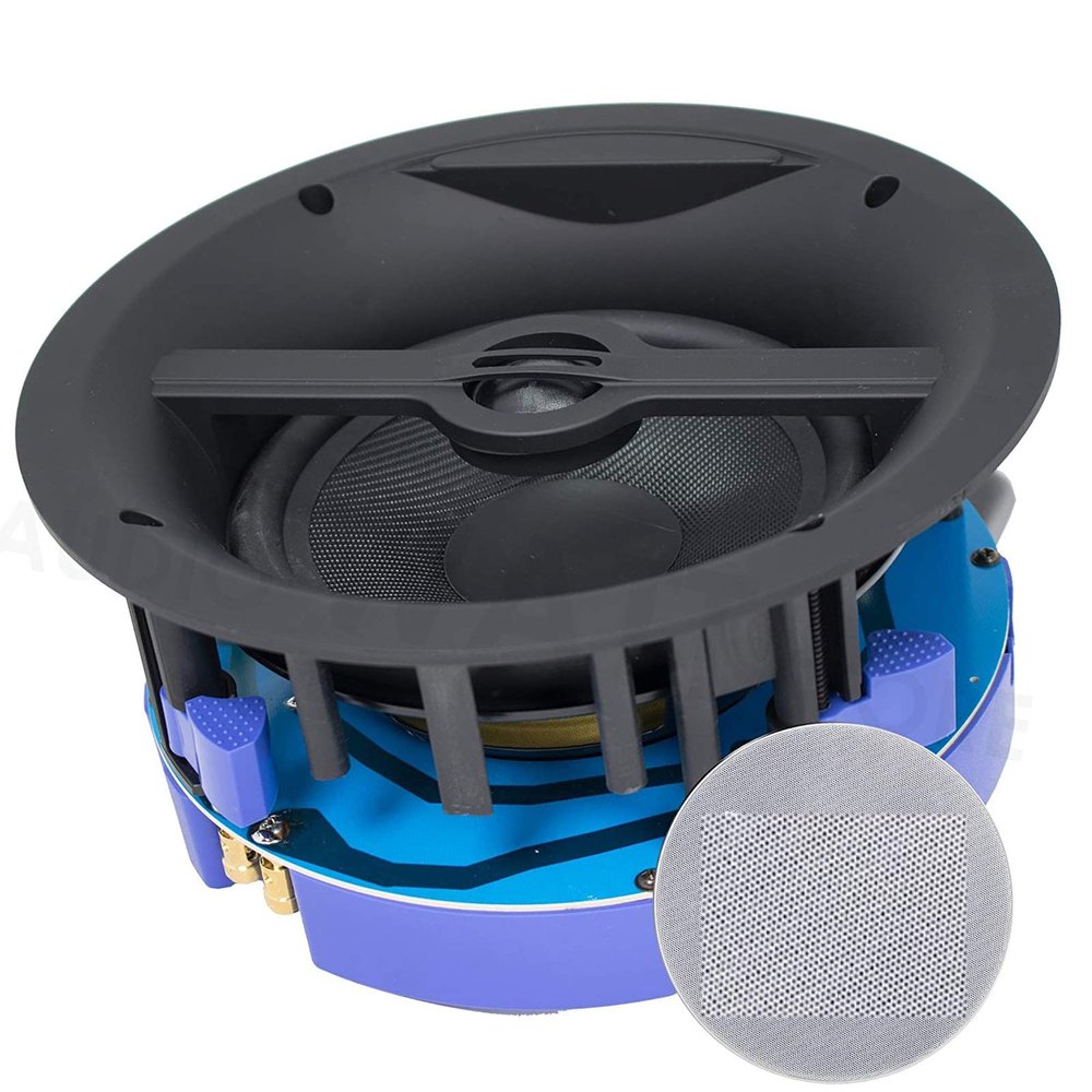 Gravity Premium SG-6HW 6.5 200 Watts Subwoofer Flush Mount in-Wall in-Ceiling 2-Way Universal Home Speaker System with Woven Cone Silk Tweeter for Great BASS! Easy to Install Adapter