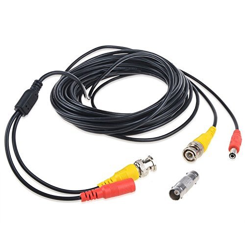 Digipartspower 25ft Black BNC Video Power Siamese Cable for Analog AHD CVI CCTV Camera DVR Kit
