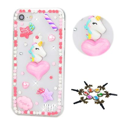 STENES Bling Case Compatible with iPod Touch 6 Case - 3D Handmade Unicorn Heart Star Rhinestone Cover Case Compatible with iPod Touch 5 / iPod Touch 6 - Pink