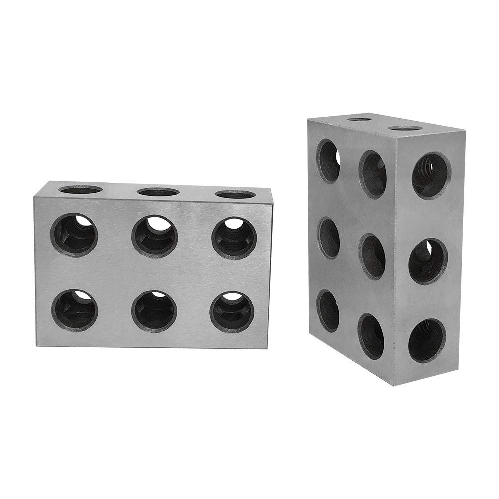 MH GLOBAL 1 Pair of 1-2-3 Universal Blocks 11 Holes Milling Drilling Precision