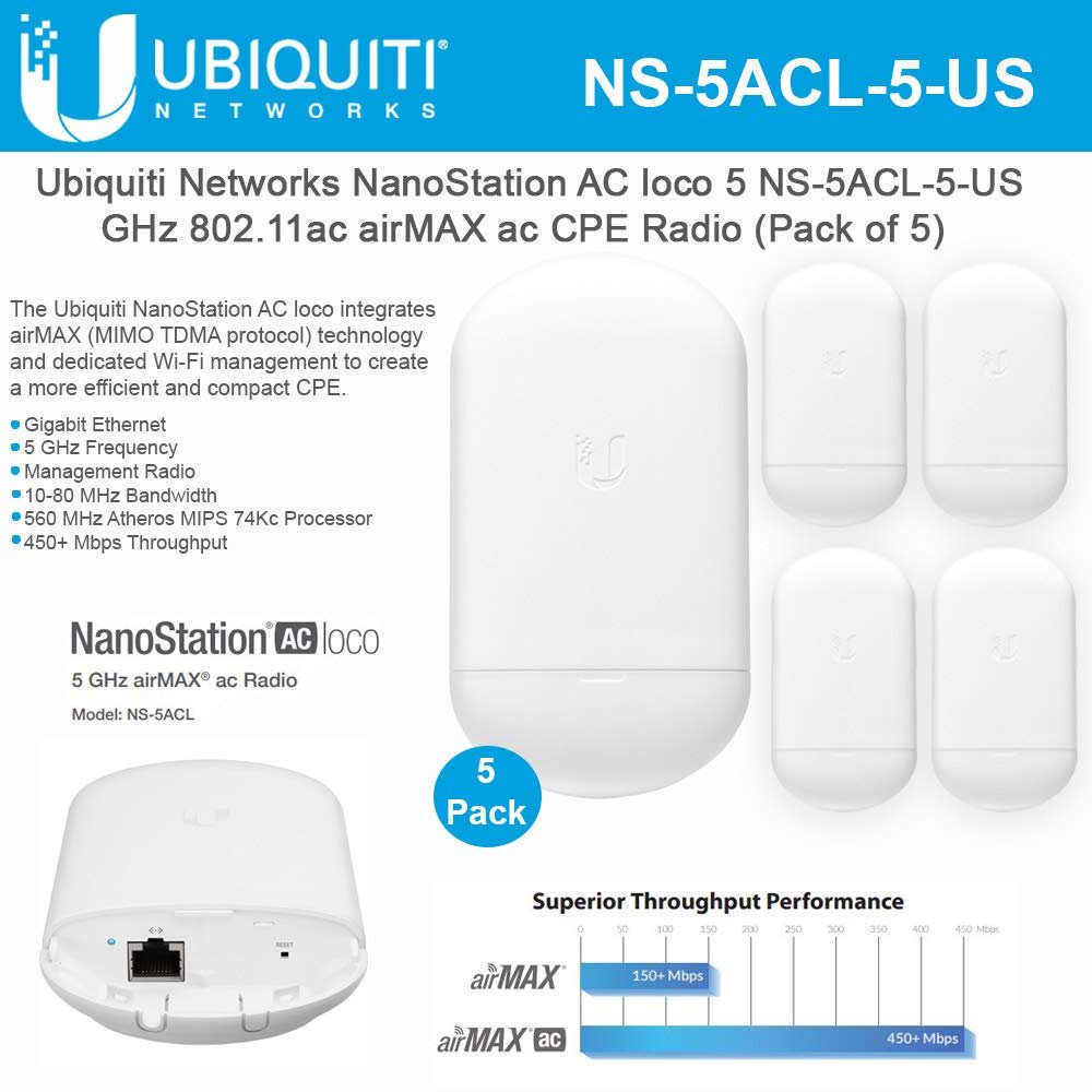 NanoStation AC loco NS-5ACL-5-US 5GHz 802.11ac ac CPE Radio 450+Mbps Wireless Access Point