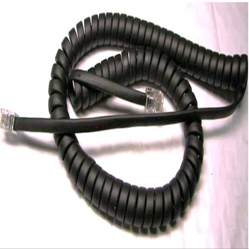 5-Pack Flat Black 9Ft Handset Cord Compatible with Iwatsu Phone