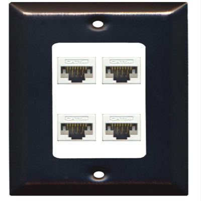 RiteAV Decorative 1 Gang 4 Port Cat5e Ethernet Wall Plate - Bronze/White