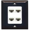 RiteAV Decorative 1 Gang 4 Port Cat5e Ethernet Wall Plate - Bronze/White view 1