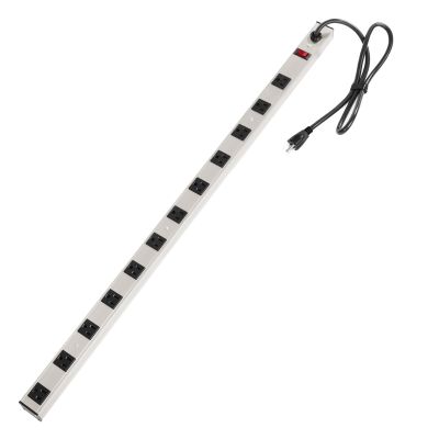 Inland 12 Outlet Long Aluminum Heavy Duty Power Strip with 3FT 14AWG Cord, 15A/1875W, Wide Spaced Outlets, ETL Listed Electrical Outlet Extender, Outlet Splitter, Ideal for Office, Garage, Workshop