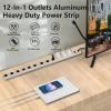 Inland 12 Outlet Long Aluminum Heavy Duty Power Strip with 3FT 14AWG Cord, 15A/1875W, Wide Spaced Outlets, ETL Listed Electrical Outlet Extender, Outlet Splitter, Ideal for Office, Garage, Workshop view 2