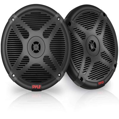 Pyle 6.5 Inch Dual Marine Speakers - Waterproof and Bluetooth Compatible 2-Way Coaxial Range Amplified Audio Stereo Sound System with Wireless RF Streaming and 600 Watt Power-1 Pair-PLMRF65MB (Black)