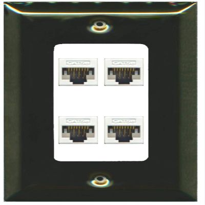RiteAV Decorative 1 Gang 4 Port Cat5e Ethernet Wall Plate - Brass/White
