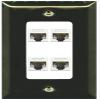 RiteAV Decorative 1 Gang 4 Port Cat5e Ethernet Wall Plate - Brass/White view 1