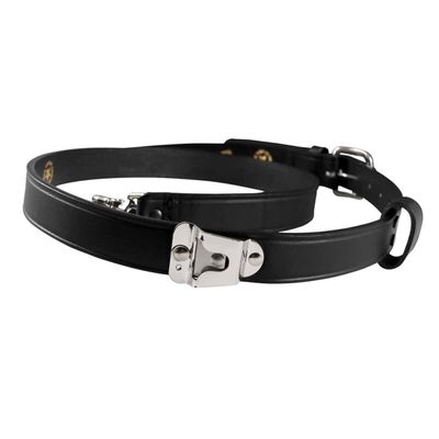 Boston Leather FDNY Style Leather Radio Strap, 2XL W/Leather Mic Holders
