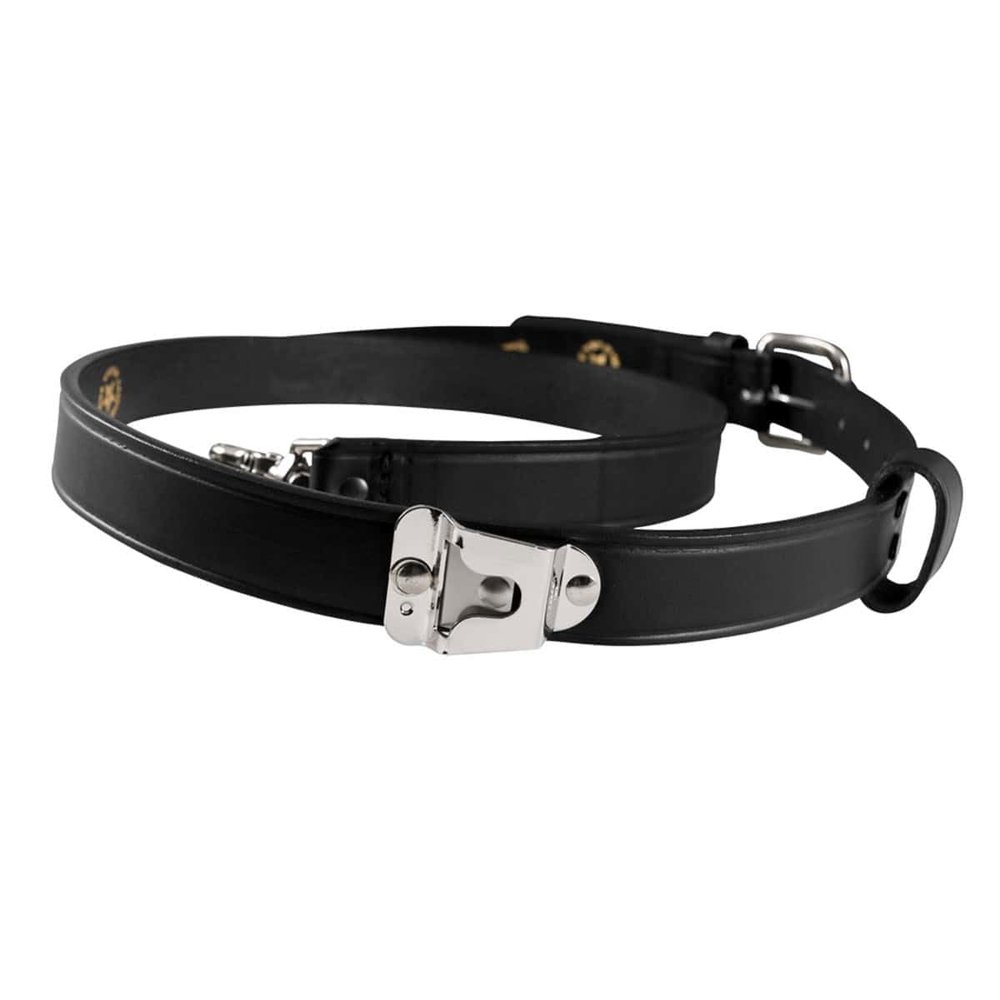 Boston Leather FDNY Style Leather Radio Strap, 2XL W/Leather Mic Holders