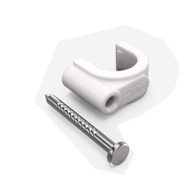 200 PCS Cable Clips with Screws, White Plastic Cable Wire Clips for RG6/RG59/CAT6/RJ45 Cable, 12mm Round Cable Management for Coax Cable/TV Wire/Led Starlight