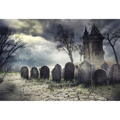 Baocicco Halloween Gloomy Tombstone Haunted House Backdrop 8x6ft Photography Background Creepy Night Scary Forest Spooky Party