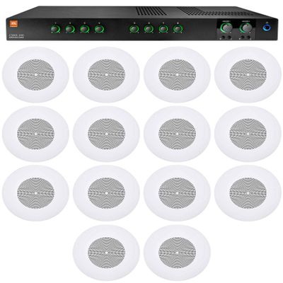 JBL CSMA240 Restaurant/Bar/Cafe 2x40w Amplifier 4/8ohm/70/100V+(14) 8" Speakers