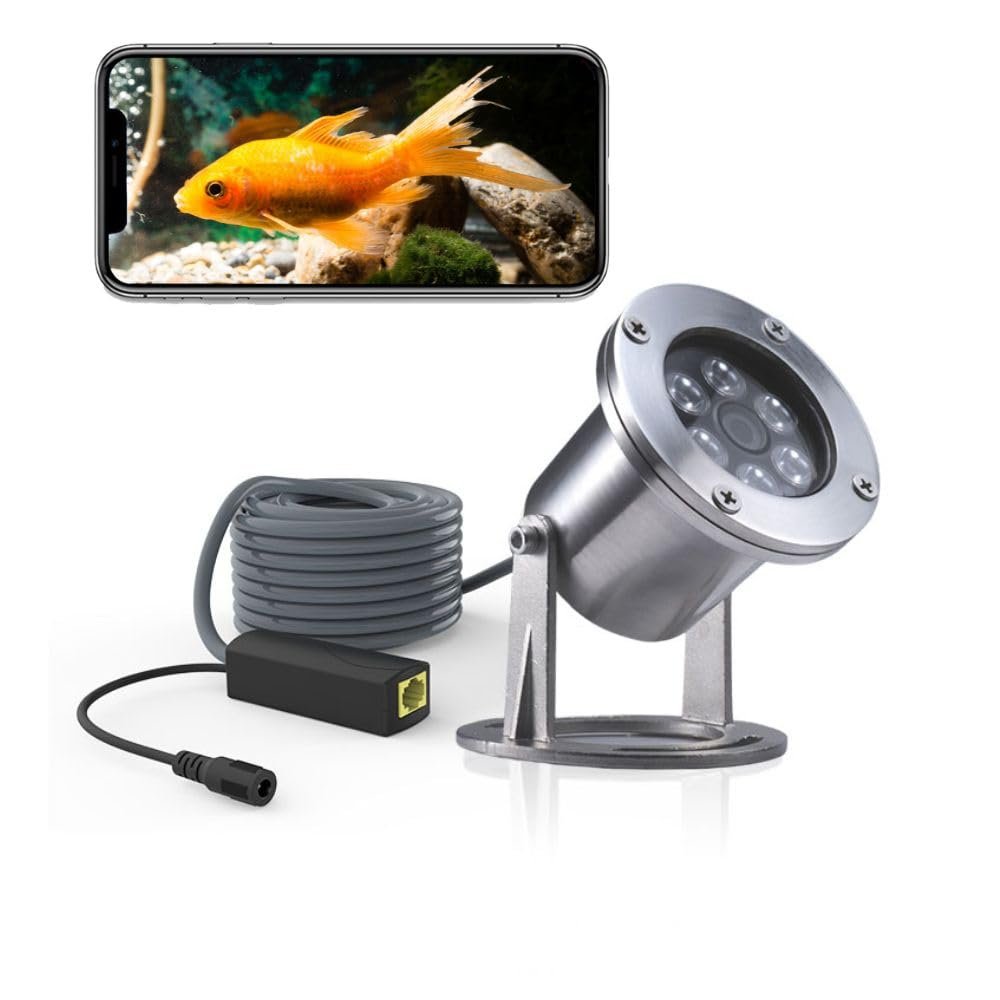 Barlus Underwater Cameras 304 Stainless Steel IP68 5MP 25921944 POE IP Camera 32Ft Cable Koi Pond Camera